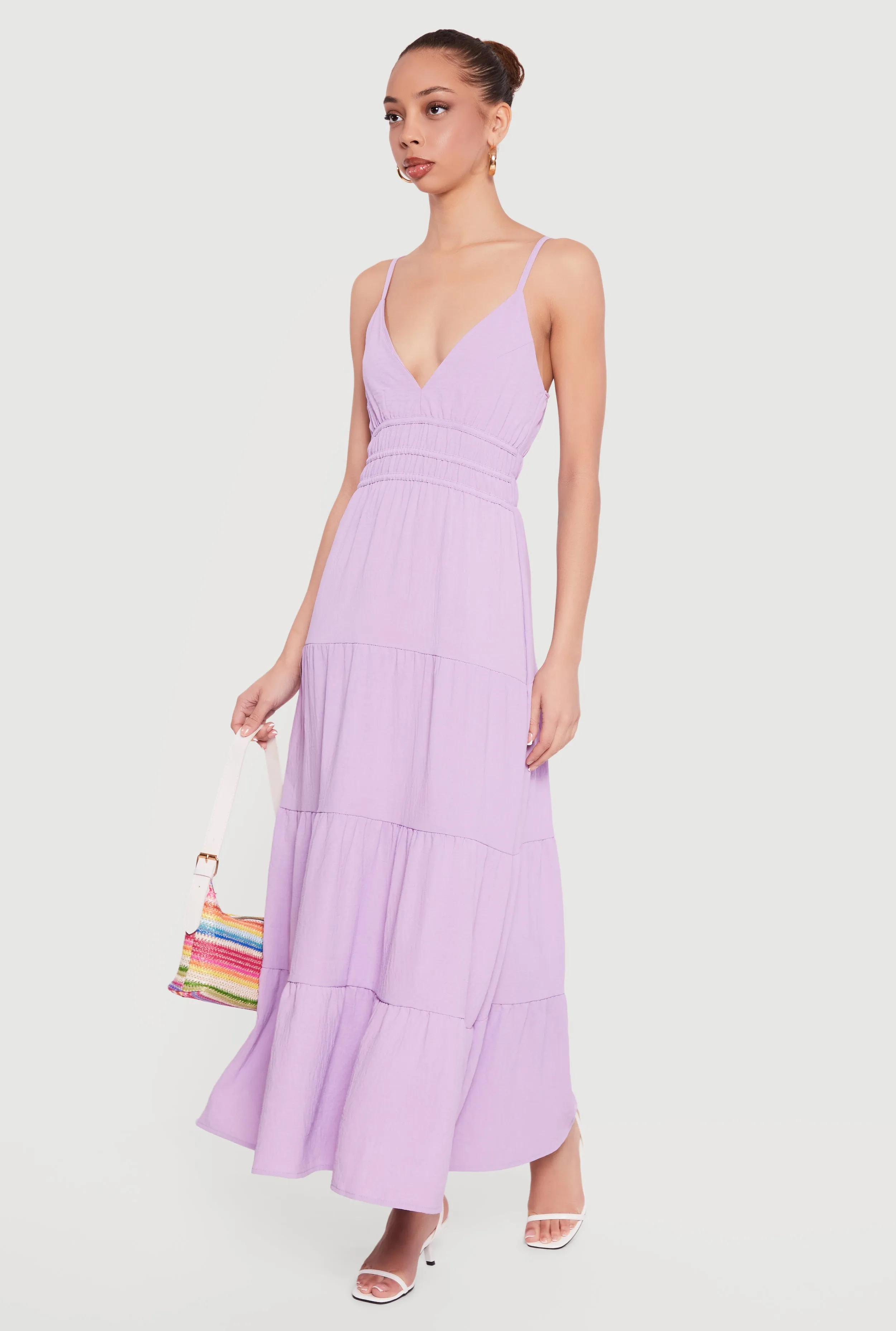 Solid Crepe Knit Tiered Maxi Dress sold by Rainbow product image thumbnail 2