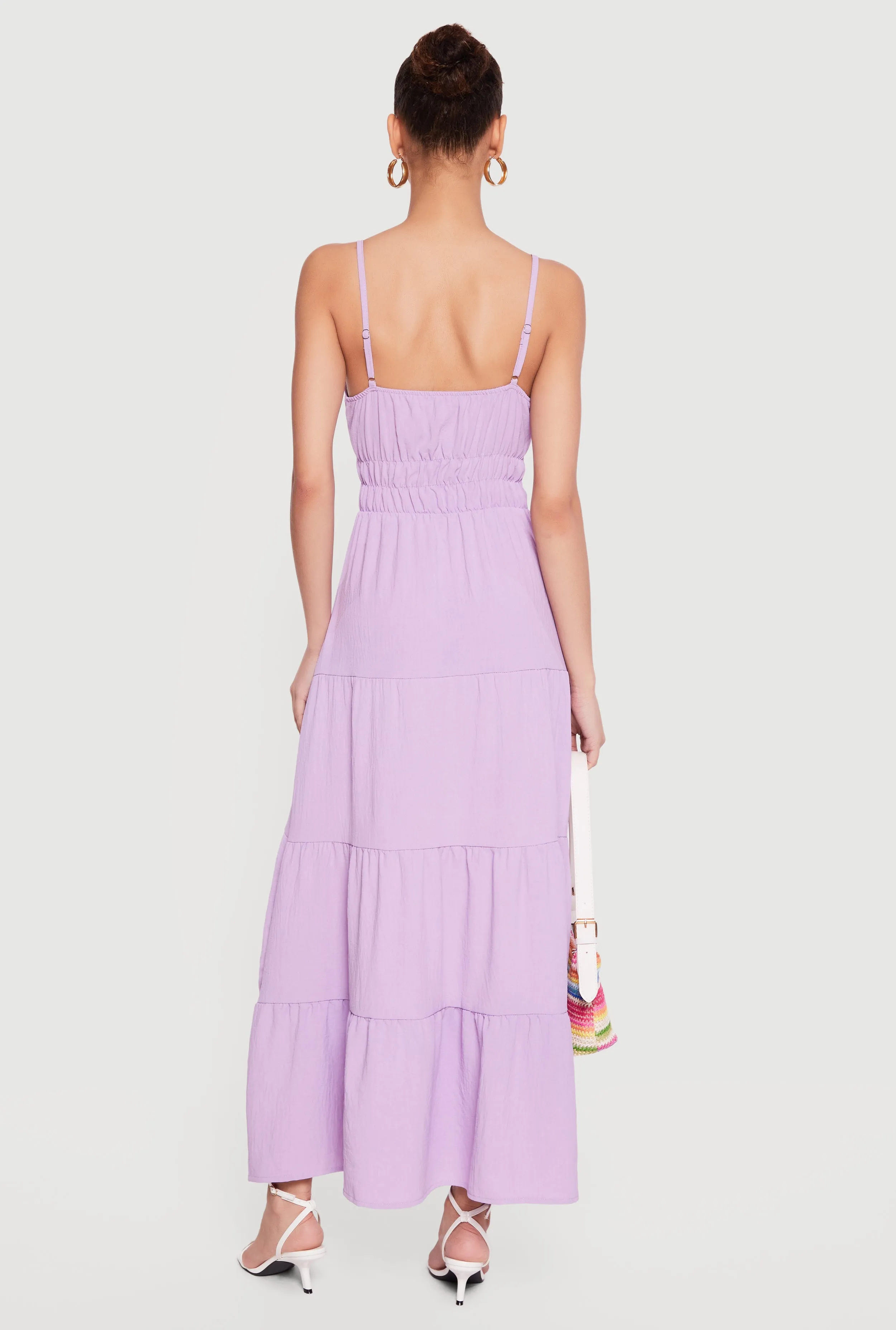 Solid Crepe Knit Tiered Maxi Dress sold by Rainbow product image thumbnail 3