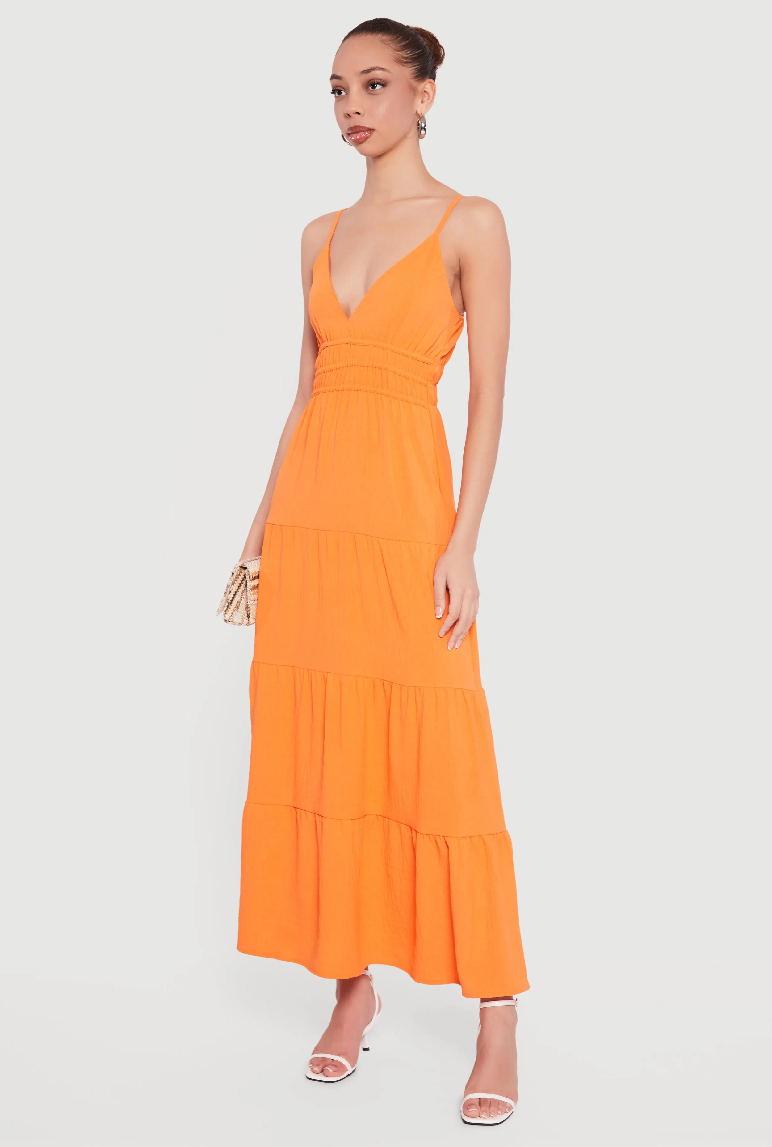 Solid Crepe Knit Tiered Maxi Dress sold by Rainbow product image thumbnail 2