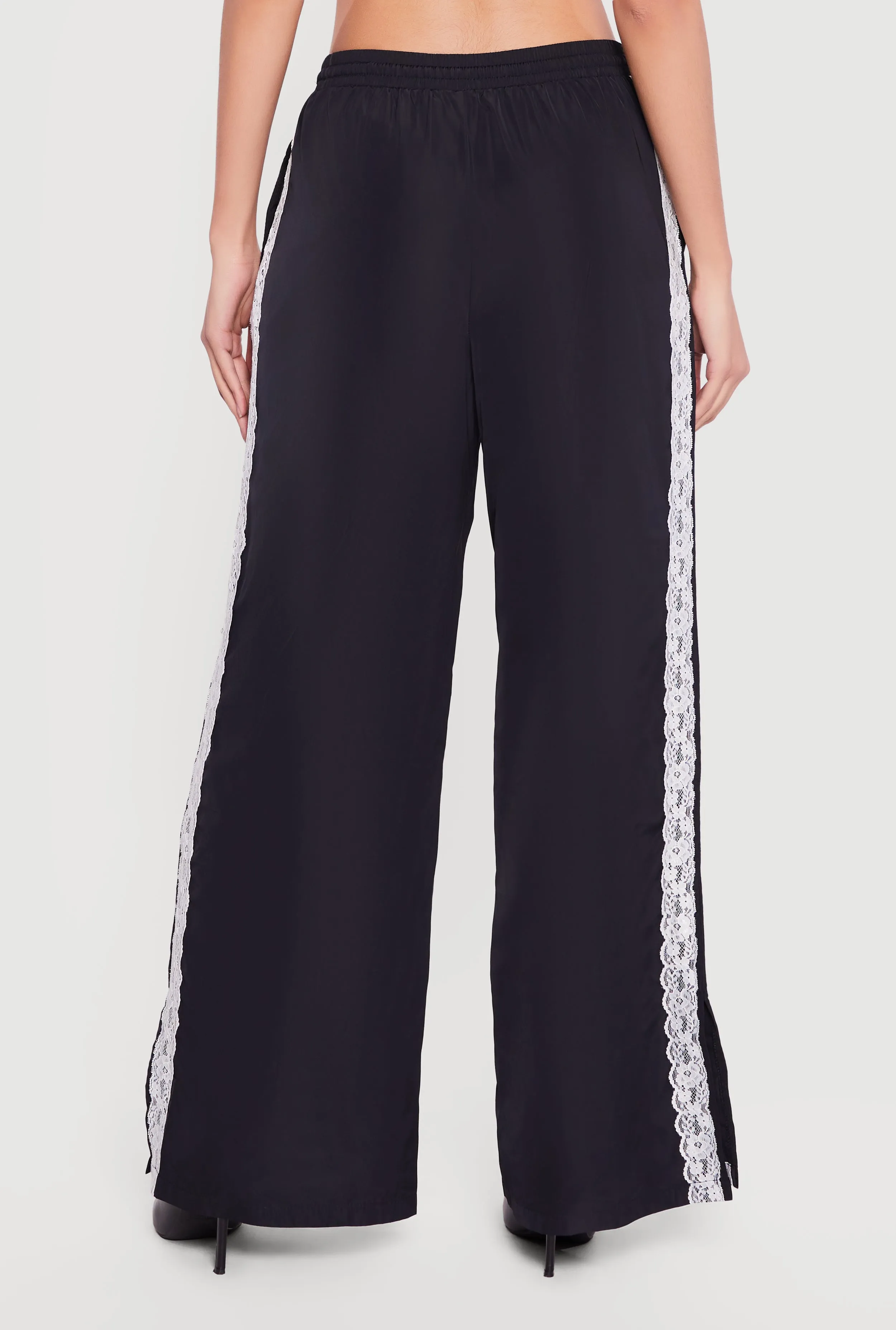 Drawstring Waist Lace Detail Graphic Wide Leg Pants sold by Rainbow product image thumbnail 5