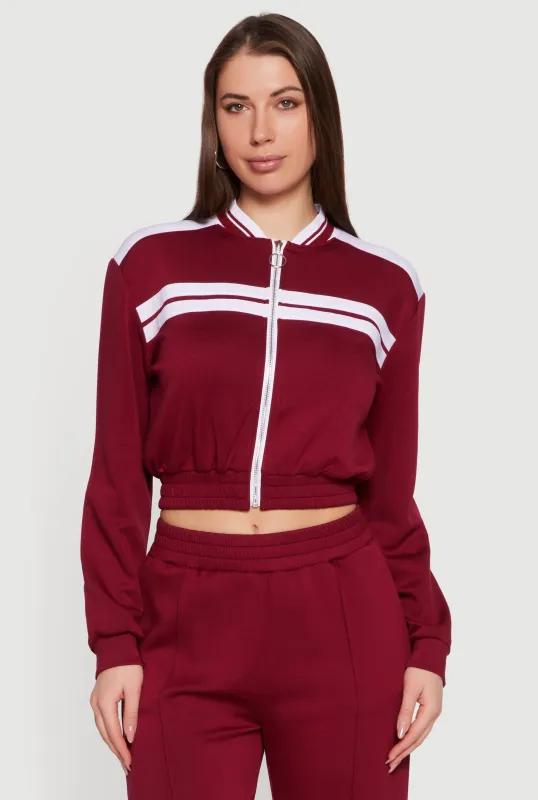 Varsity Stripe Zip Front Track Jacket made by Rainbow