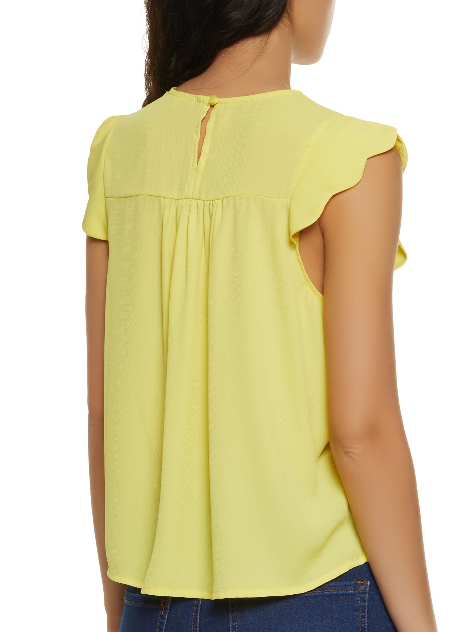 Crochet Detail Scalloped Sleeve Blouse sold by Rainbow product image thumbnail 2