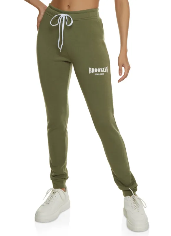 Brooklyn Good Vibes Drawstring Joggers sold by Rainbow