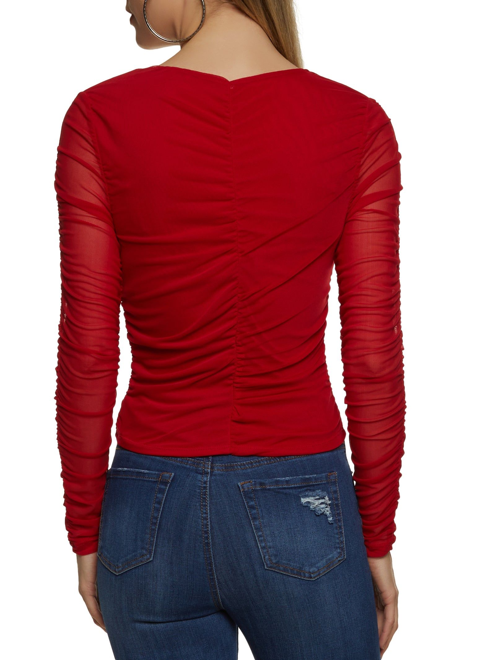 Mesh Ruched Long Sleeve Top sold by Rainbow product image thumbnail 2
