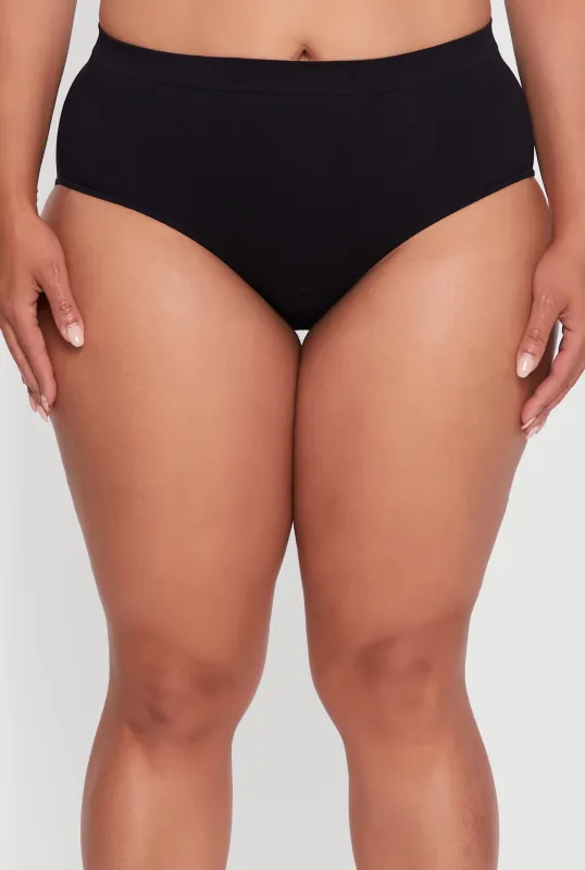 Plus Size Solid Seamless High Waisted Hipster Panty sold by Rainbow