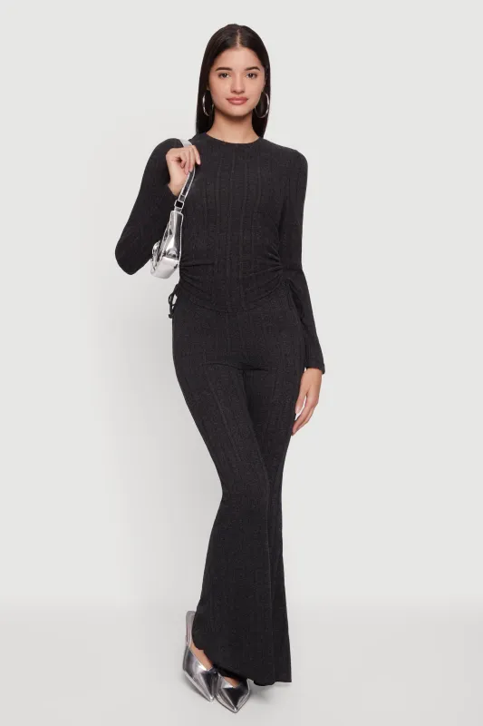 Brushed Ribbed Knit Pull On Flare Pants sold by Rainbow