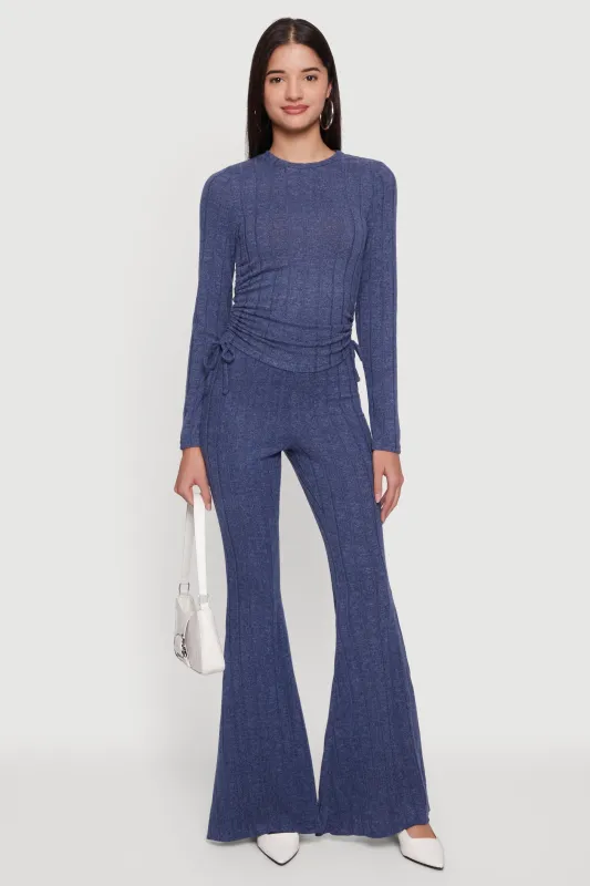 Brushed Ribbed Knit Pull On Flare Pants sold by Rainbow