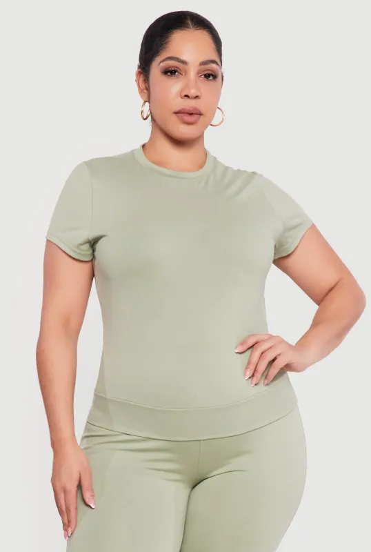 Plus Size Short Sleeve High Neck Tee made by Rainbow