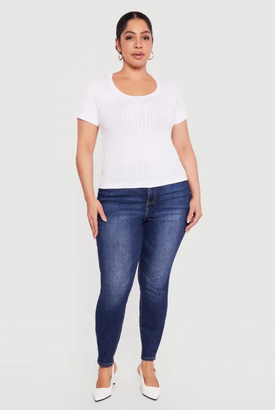 Plus Size Ribbed Knit Scoop Neck Shirt sold by Rainbow