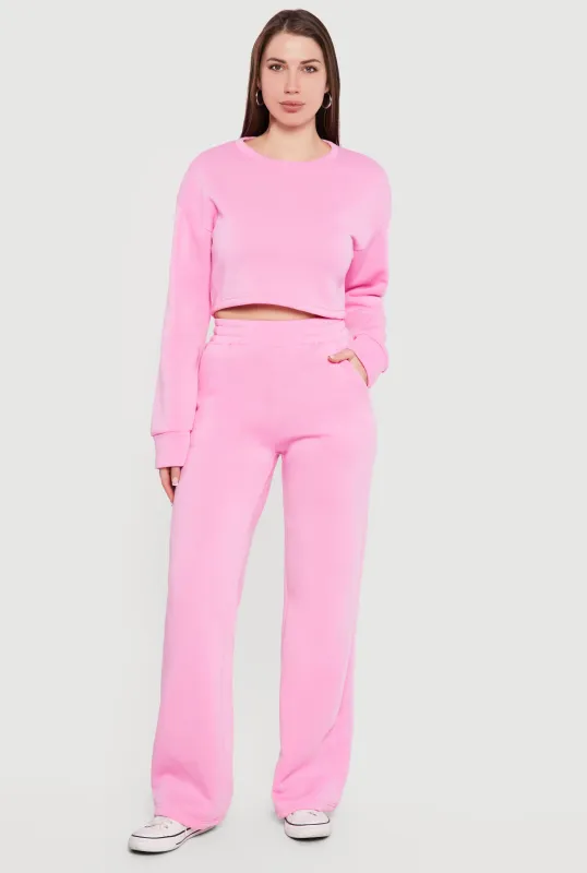 High Waisted Pull On Wide Leg Sweatpants sold by Rainbow