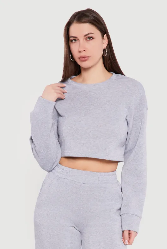 Cropped Long Sleeve Crew Neck Sweatshirt sold by Rainbow