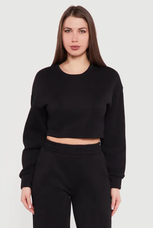 Cropped Long Sleeve Crew Neck Sweatshirt sold by Rainbow