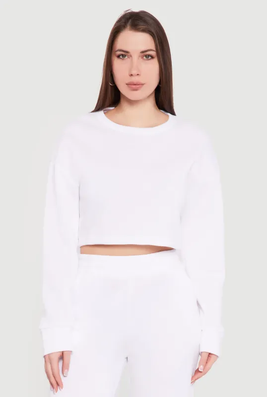 Cropped Long Sleeve Crew Neck Sweatshirt sold by Rainbow