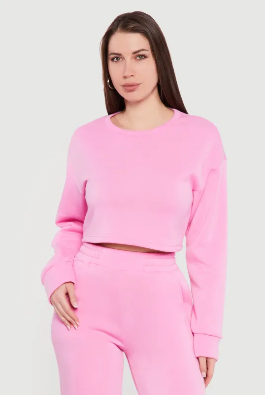 Cropped Long Sleeve Crew Neck Sweatshirt sold by Rainbow