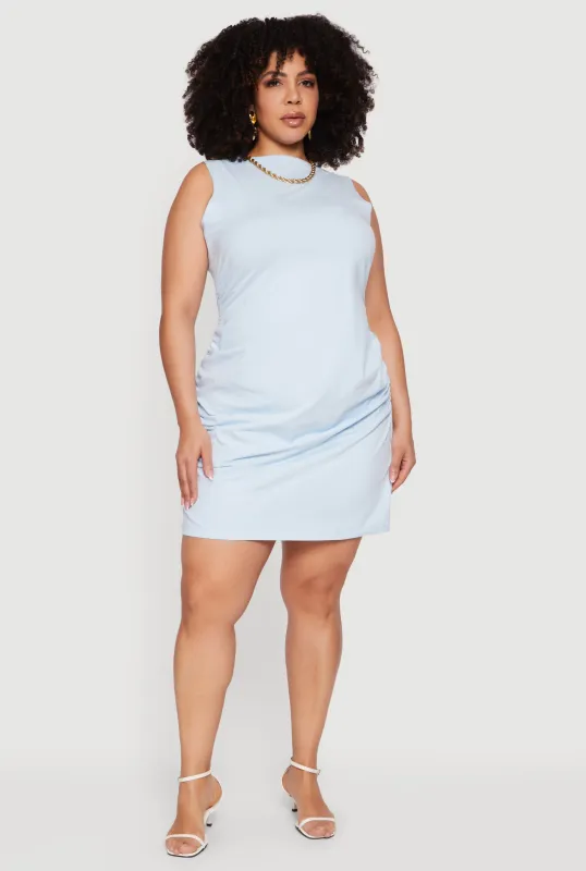 Plus Size Ruched Side Boat Neck Midi Dress sold by Rainbow