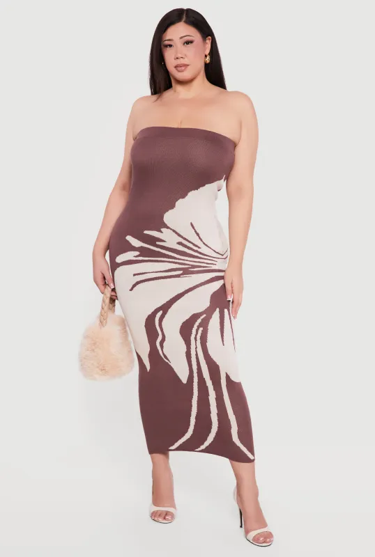 Plus Size Floral Tube Midi Dress sold by Rainbow