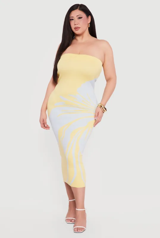 Plus Size Floral Tube Midi Dress sold by Rainbow