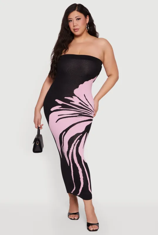 Plus Size Floral Tube Midi Dress made by Rainbow