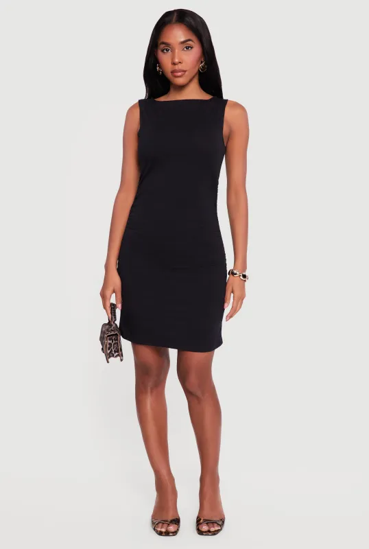 Boat Neck Side Ruched Midi Dress sold by Rainbow