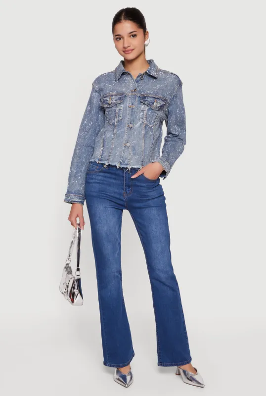 Rhinestone Denim Button Front Jacket sold by Rainbow