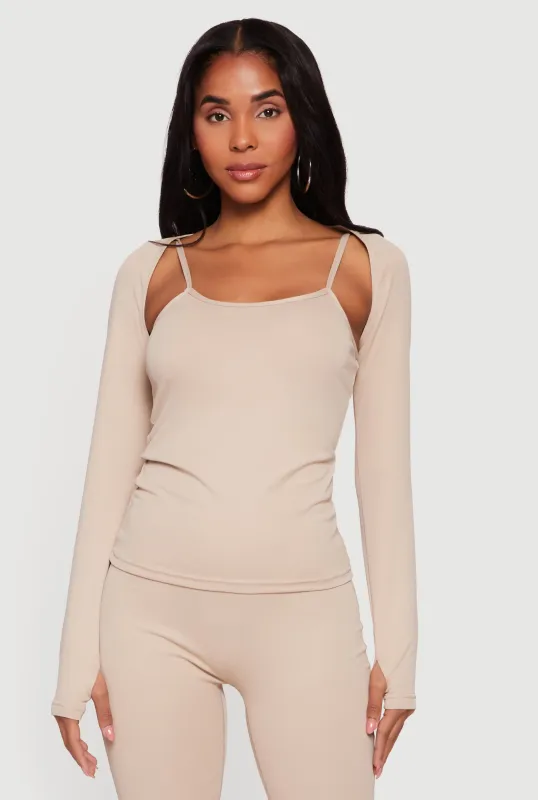 Scoop Neck Cami and Long Sleeve Shrug with Thumb Holes Set made by Rainbow
