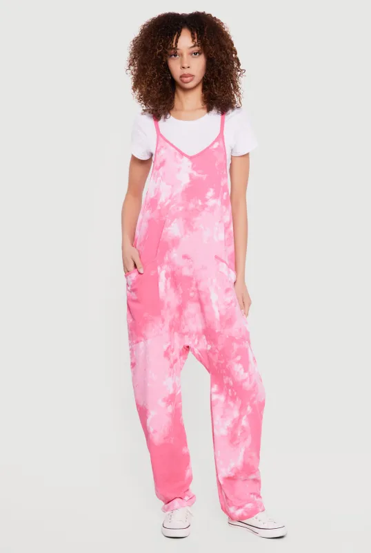 Oversized Tie Dye V Neck Jumpsuit made by Rainbow