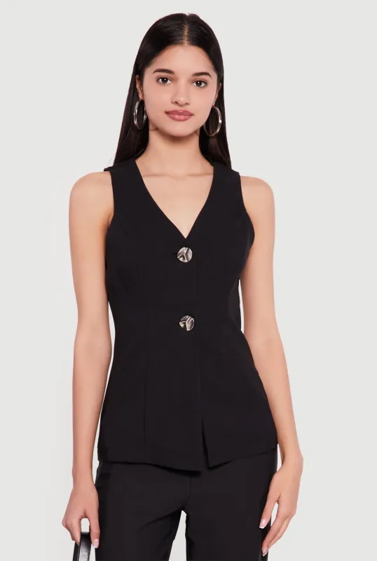 Crepe Knit Metallic Button Front Waistcoat sold by Rainbow