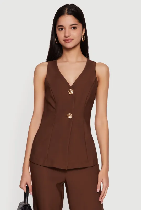 Crepe Knit Metallic Button Front Waistcoat sold by Rainbow