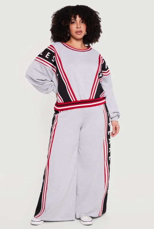 Plus Size Fearless Graphic Wide Leg Sweatpants sold by Rainbow