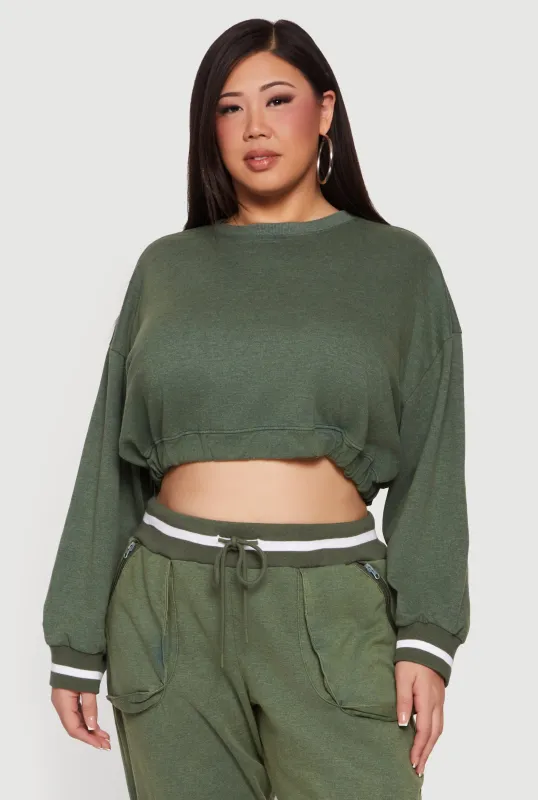 Plus Size Cropped Acid Wash Sweatshirt sold by Rainbow