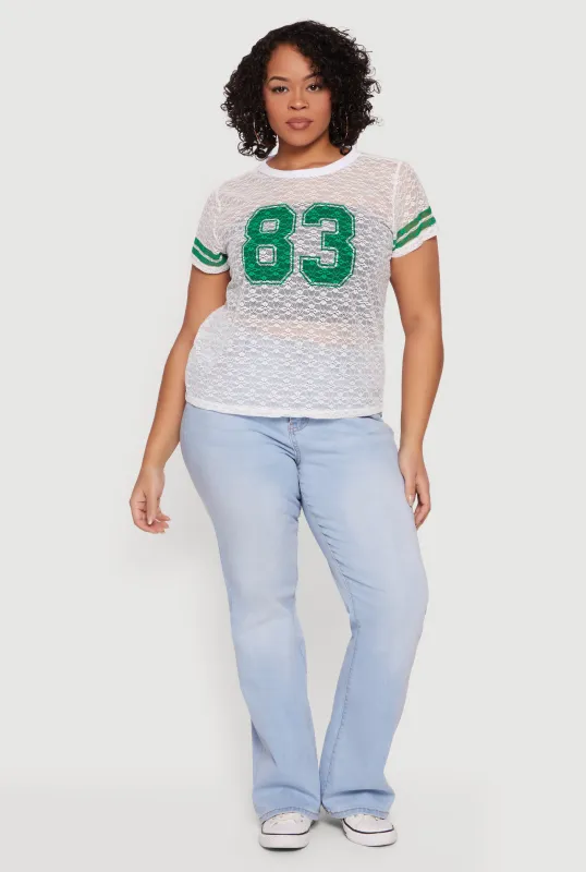 Plus Size Lace Graphic Football Tee sold by Rainbow