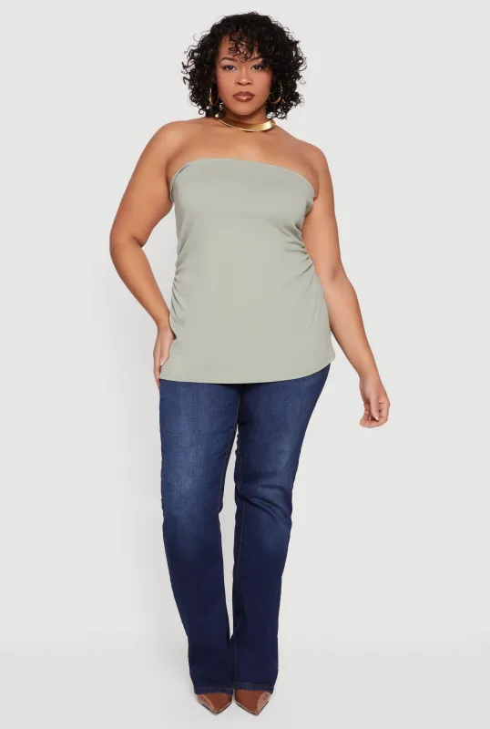 Plus Size Almost Famous Ruched Side Tube Top sold by Rainbow