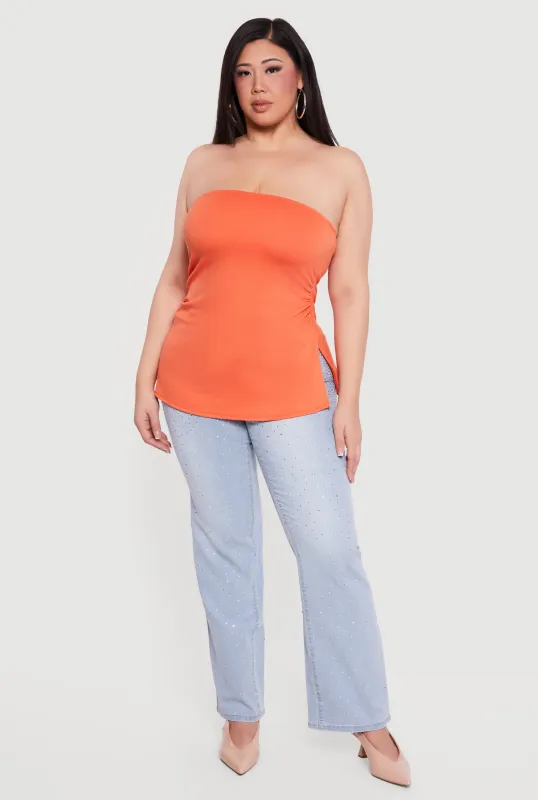 Plus Size Almost Famous Ruched Side Tube Top sold by Rainbow