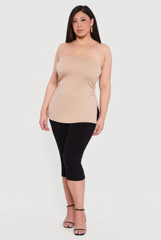 Plus Size Almost Famous Ruched Side Tube Top sold by Rainbow