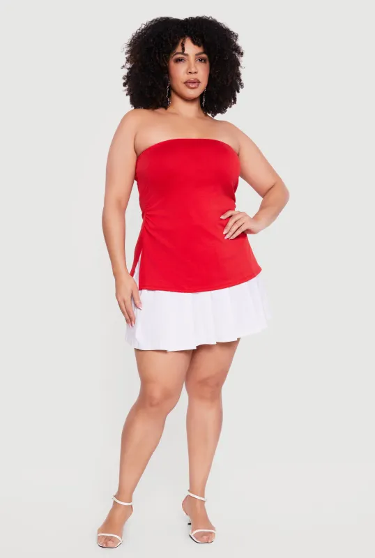 Plus Size Almost Famous Ruched Side Tube Top sold by Rainbow