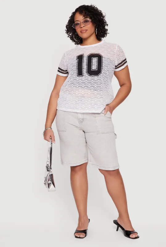 Plus Size Lace Graphic Football Tee sold by Rainbow