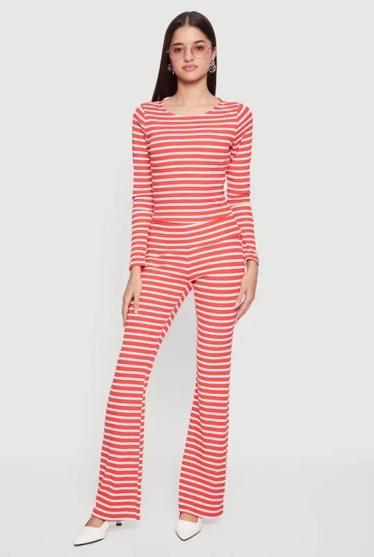 Striped Fold Over Flare Pants sold by Rainbow