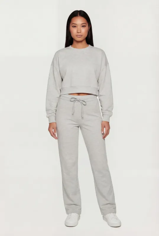 Drawstring Waist Straight Leg Sweatpants made by Rainbow