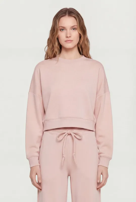Cropped Long Sleeve Crew Neck Pullover Sweatshirt made by Rainbow