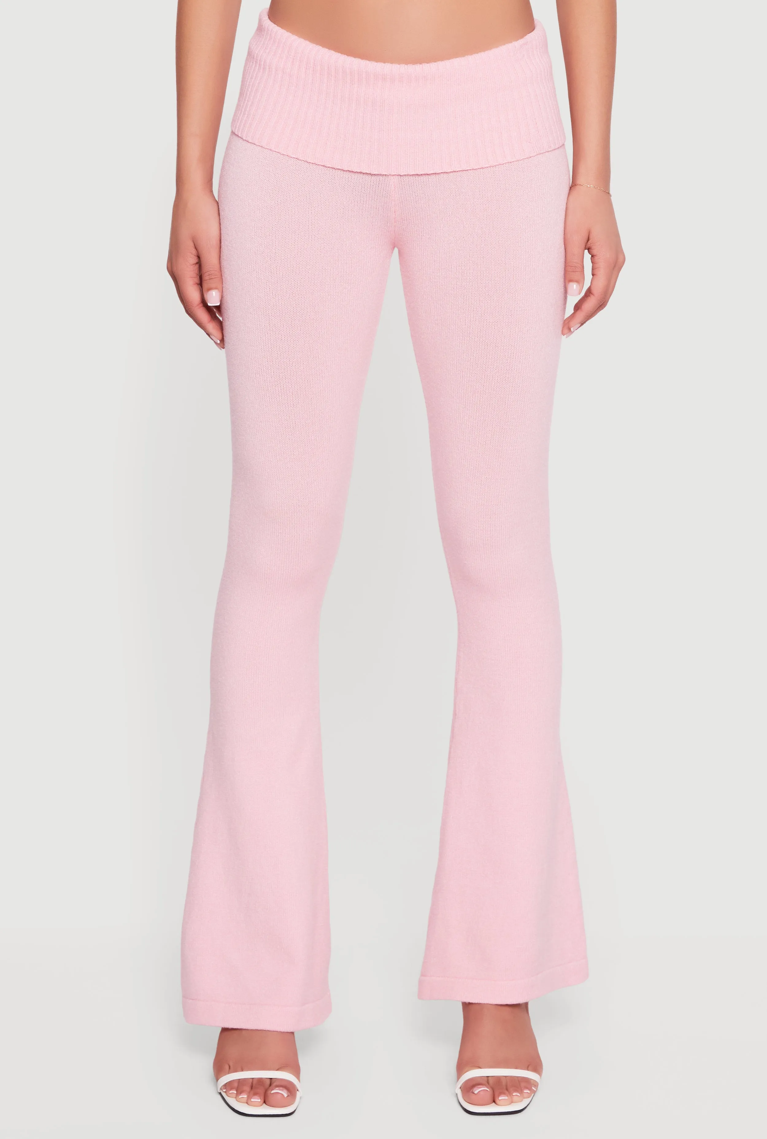 Mid Rise Ribbed Knit Flare Leg Pants sold by Rainbow product image thumbnail 3