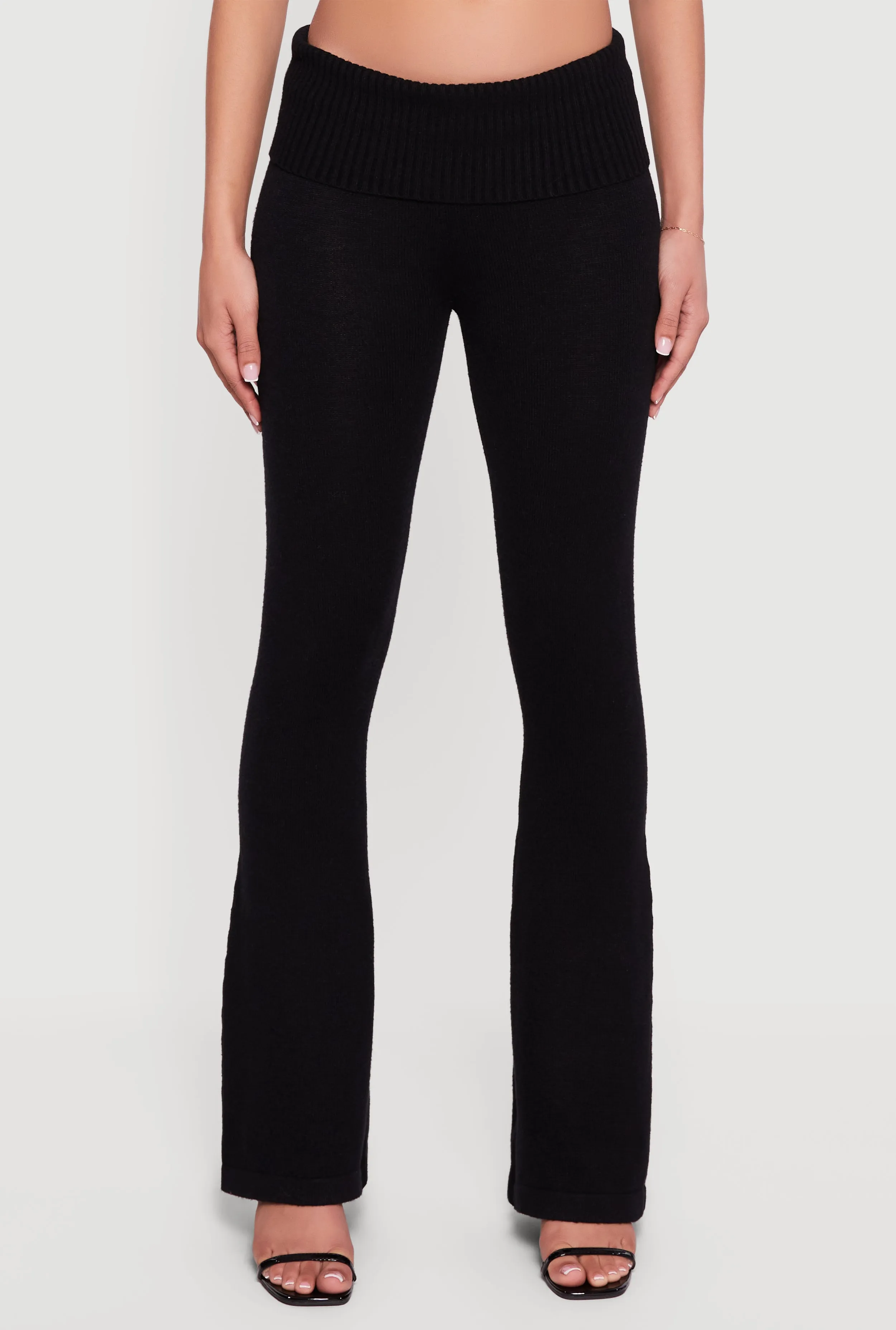 Mid Rise Ribbed Knit Flare Leg Pants sold by Rainbow product image thumbnail 3
