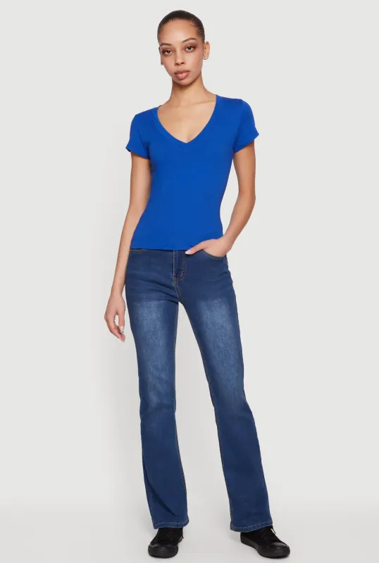 V Neck Short Sleeve Basic Tee sold by Rainbow