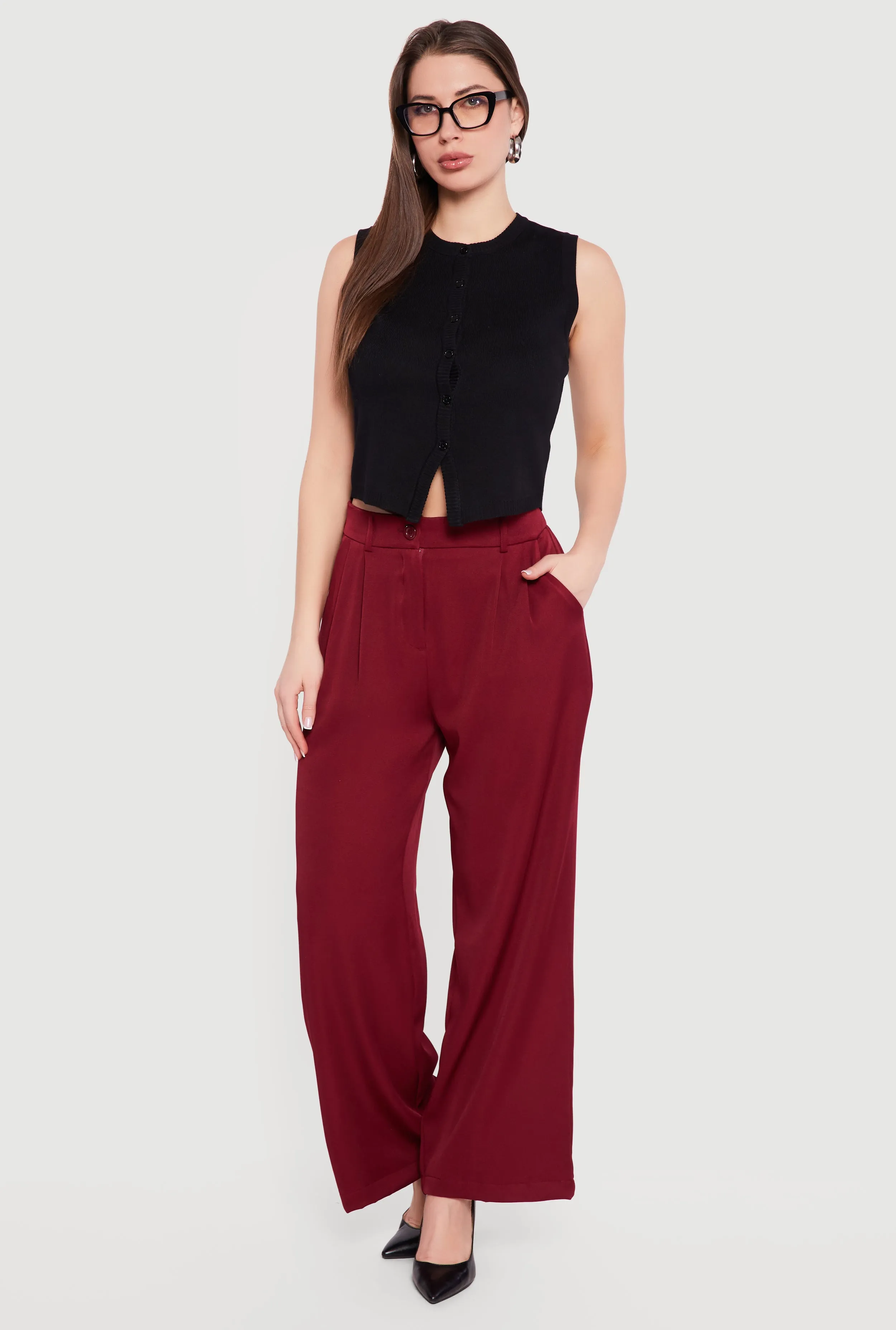 High Waisted Wide Leg Pleated Dress Pants sold by Rainbow product image thumbnail 5