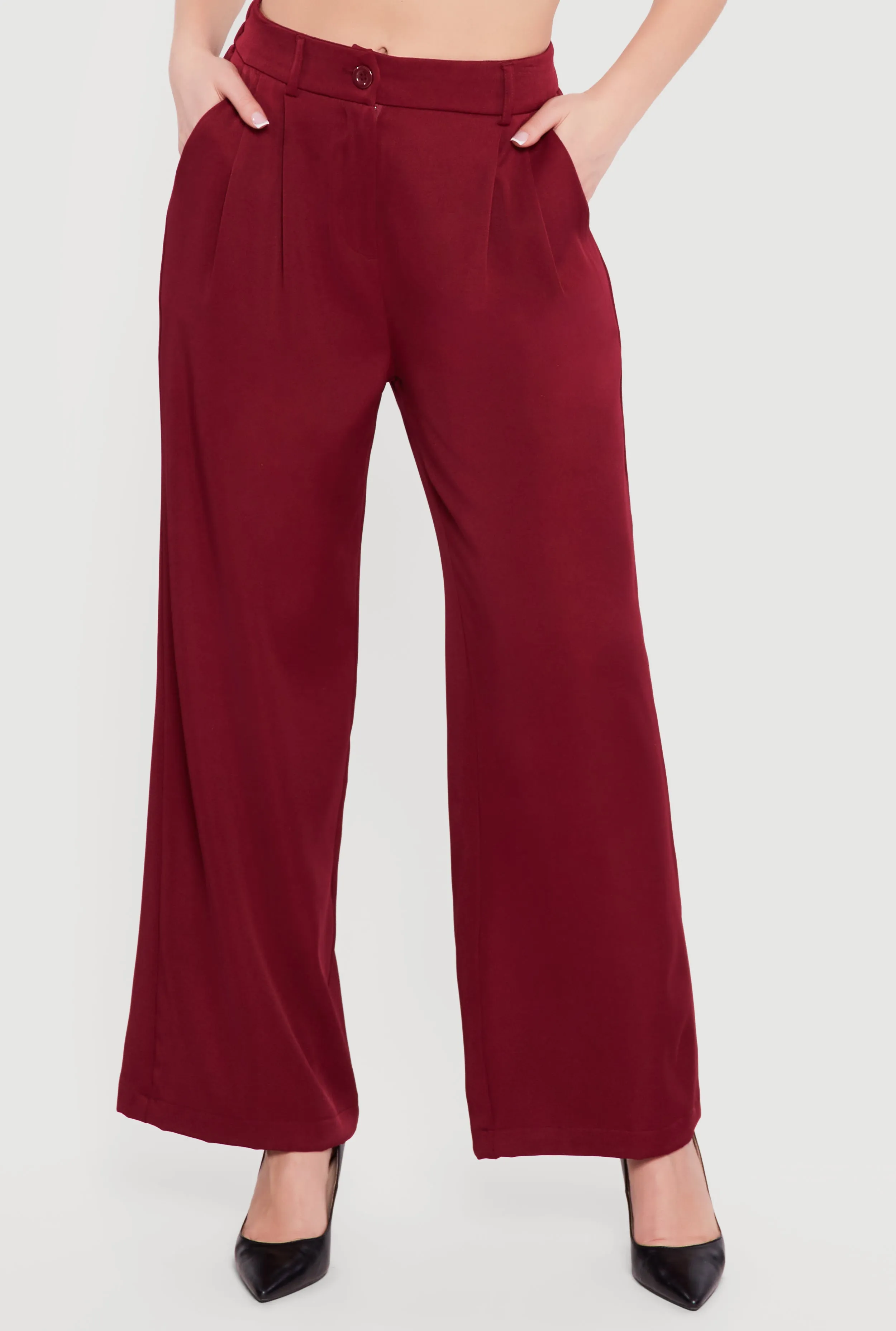 High Waisted Wide Leg Pleated Dress Pants sold by Rainbow product image thumbnail 3