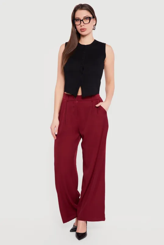 High Waisted Wide Leg Pleated Dress Pants made by Rainbow