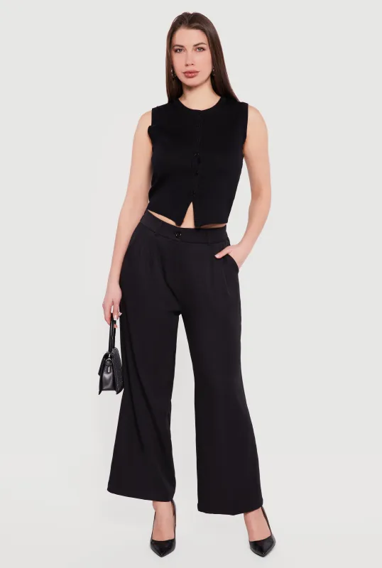 High Waisted Wide Leg Pleated Dress Pants made by Rainbow