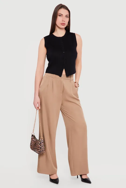 High Waisted Wide Leg Pleated Dress Pants sold by Rainbow
