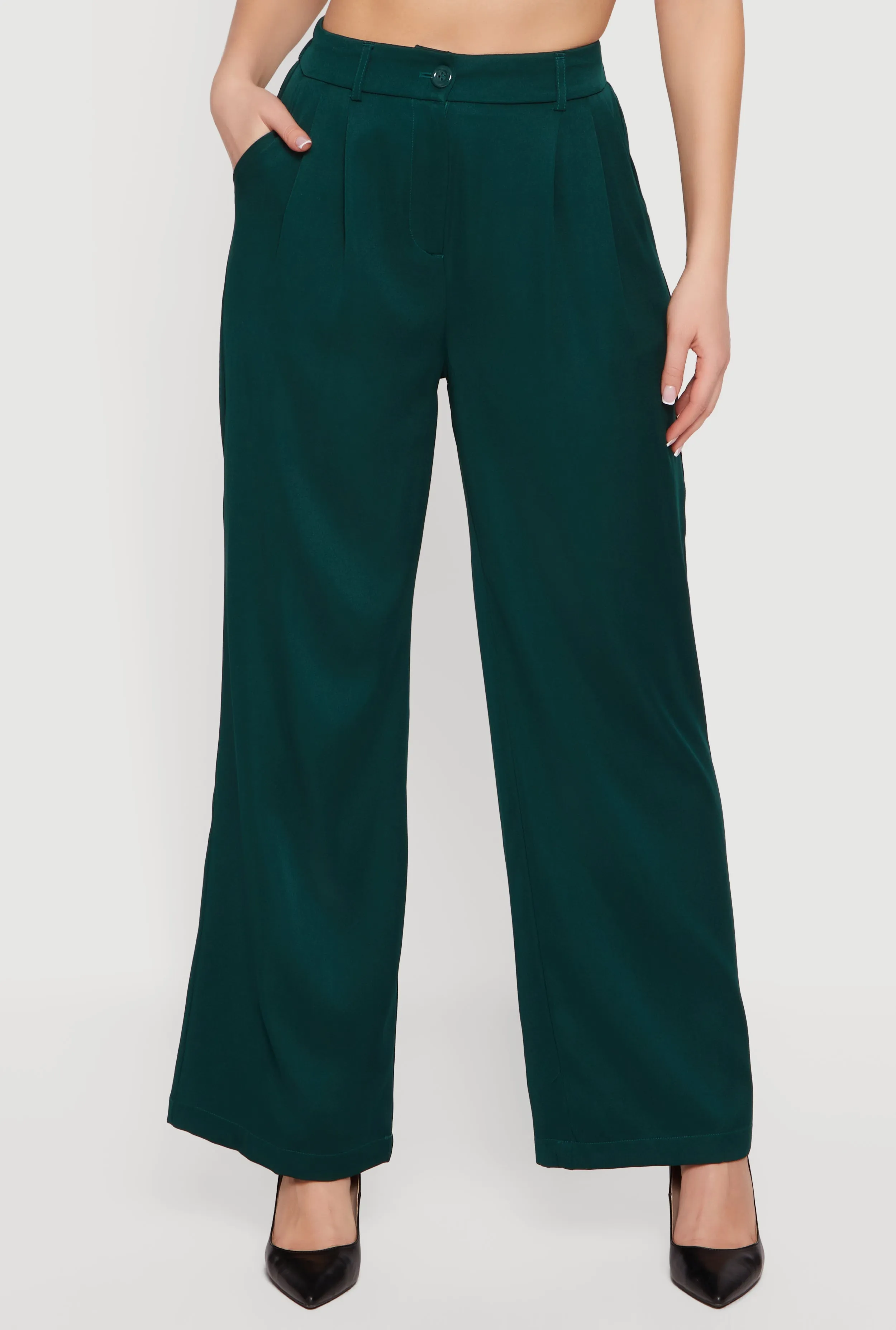 High Waisted Wide Leg Pleated Dress Pants sold by Rainbow product image thumbnail 3