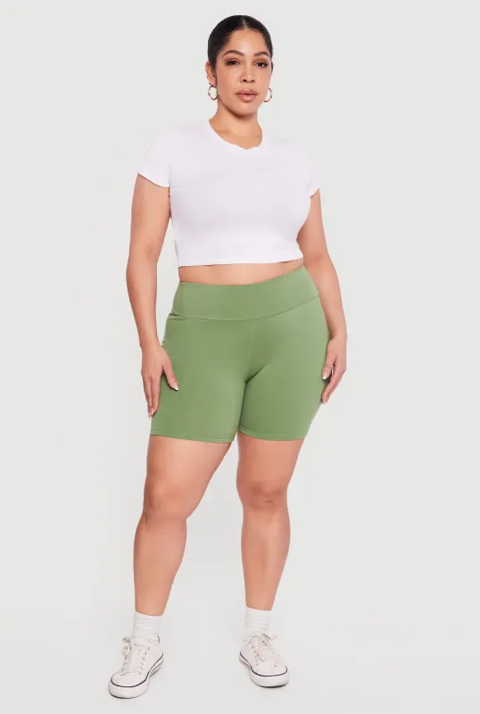 Plus Size Trendy High Waisted Biker Shorts sold by Rainbow