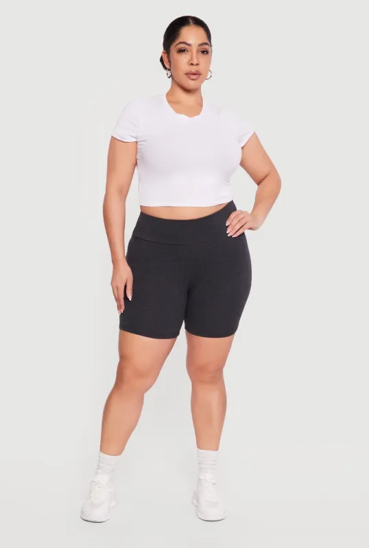 Plus Size Trendy High Waisted Biker Shorts sold by Rainbow